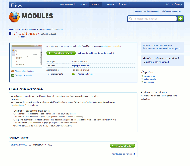 base des modules de Mozilla.org